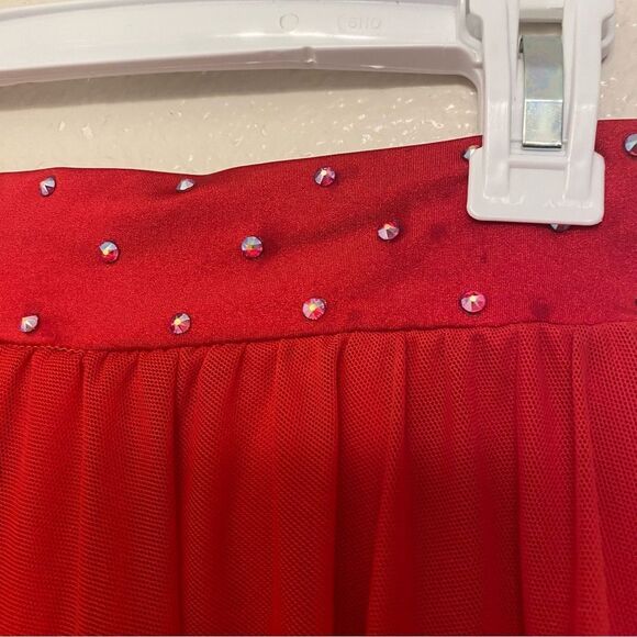 Kelle dance costume solo costume 2 piece red skirt lace crop top LC child Teen - Picture 8 of 16